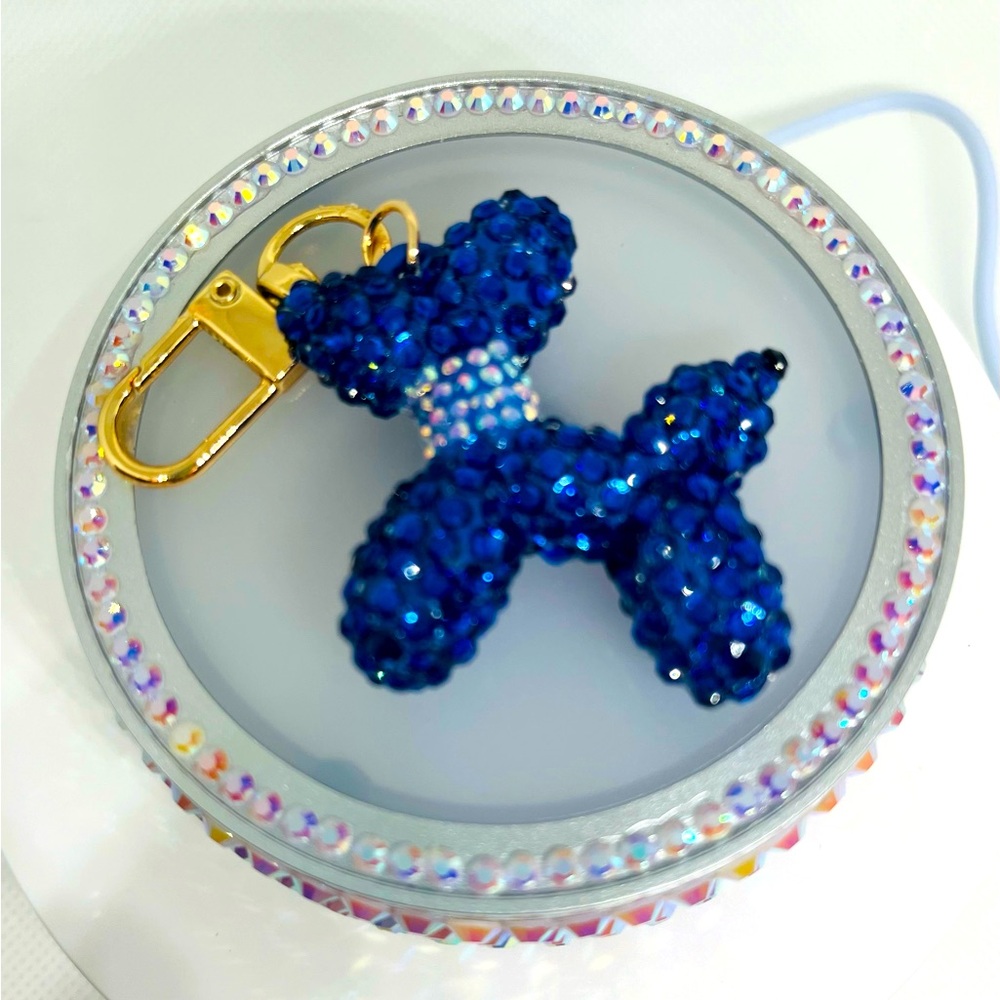 Handmade Bedazzled Rhinestone Balloon Dog Bag Charm/Keychain